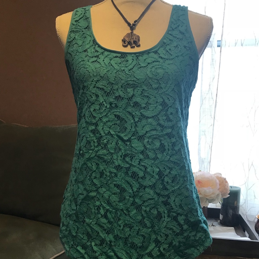 Turquoise Lace Top